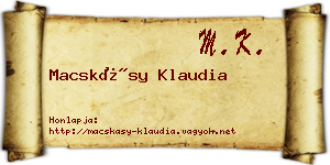 Macskásy Klaudia névjegykártya