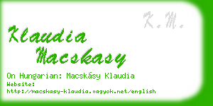 klaudia macskasy business card